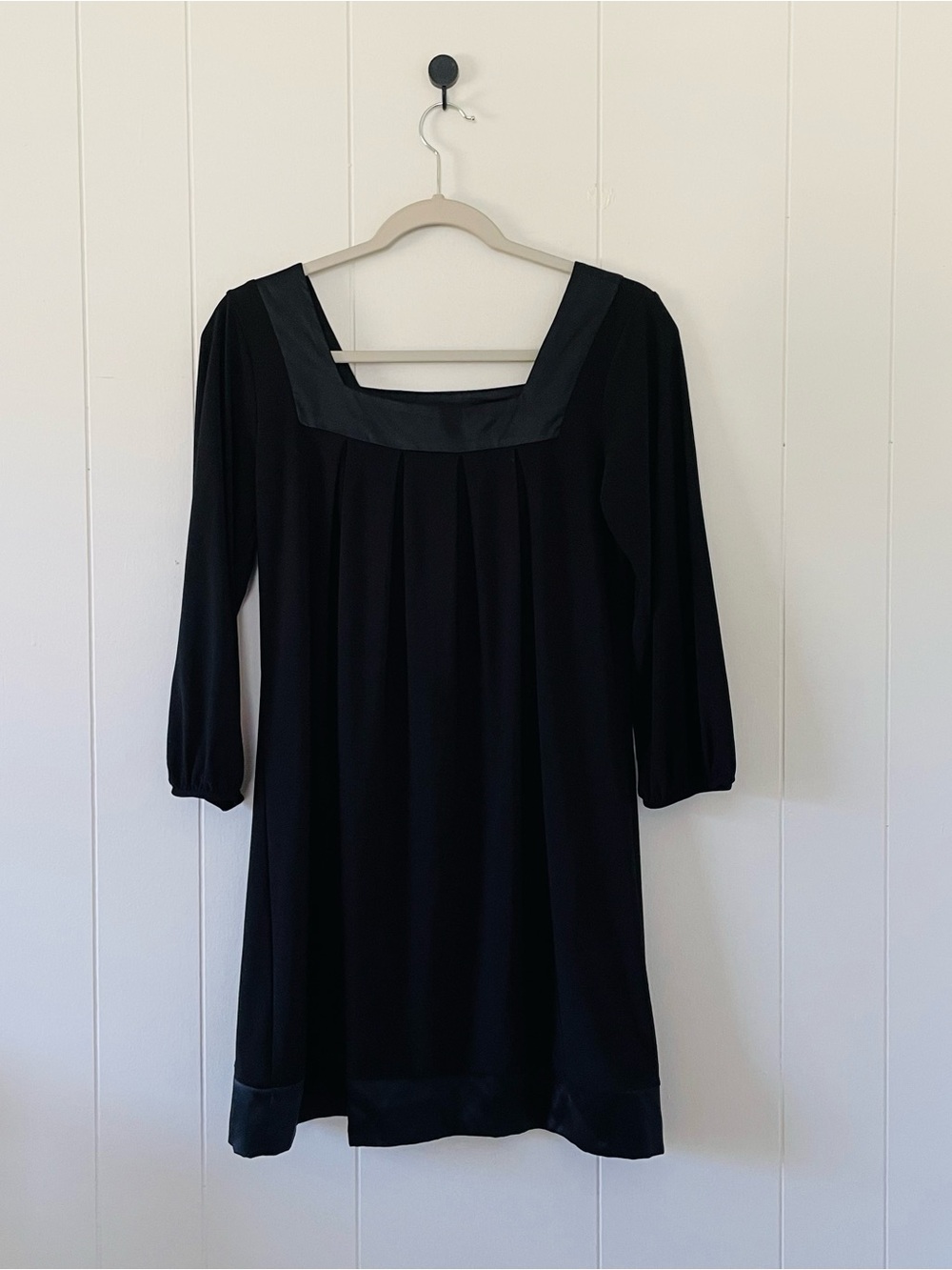 White House Black Market Black Square-Neck Long Sleeve Dress